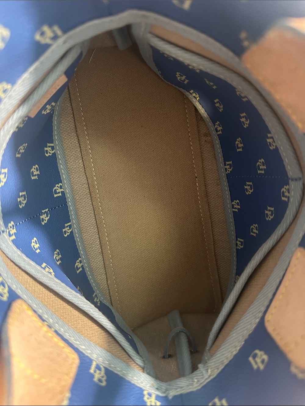 Dooney & Bourke Mini Blue and Tan Logo Satchel - Picture 8 of 10